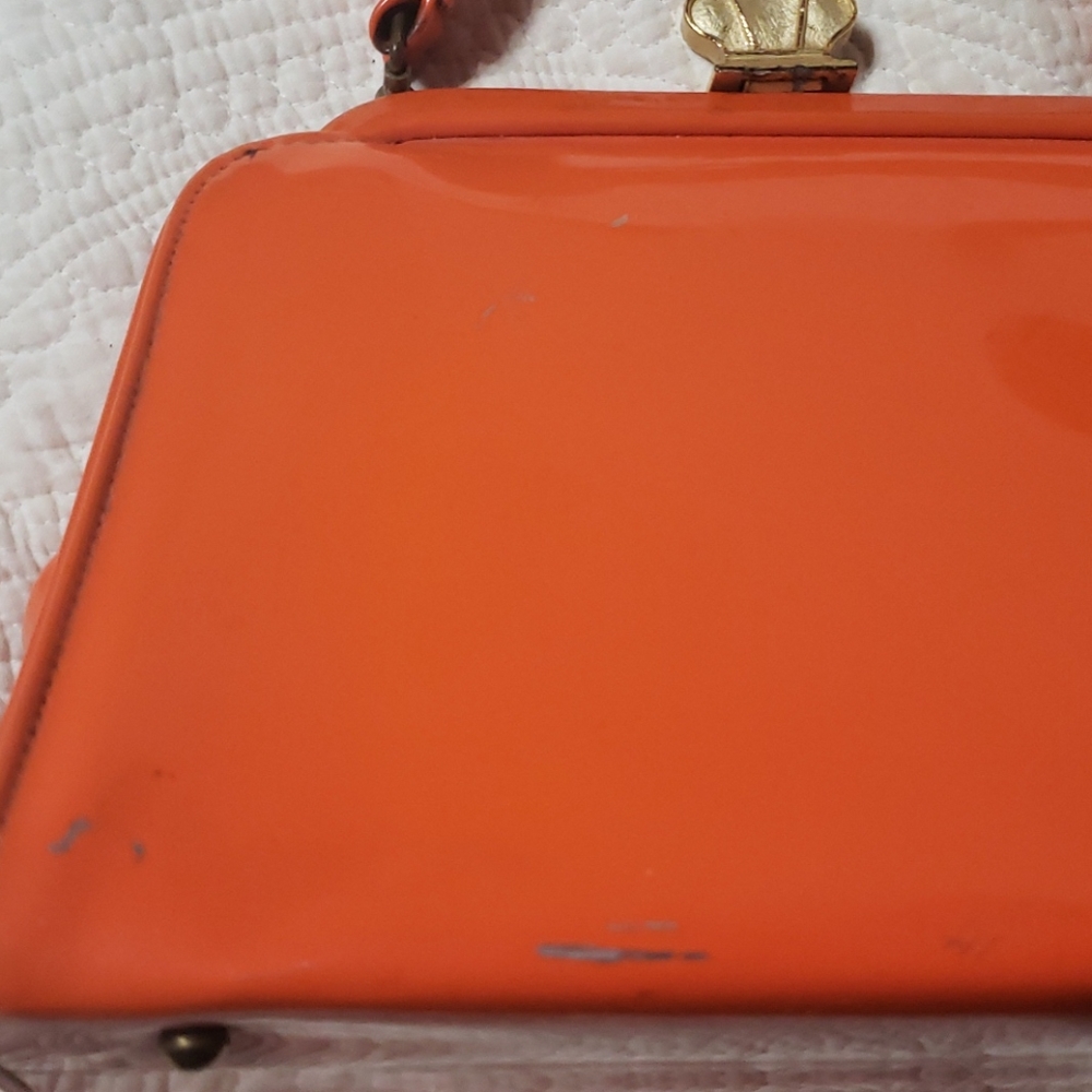 Elegant Orange Clutch with Gold Accents - Picture 6 of 7